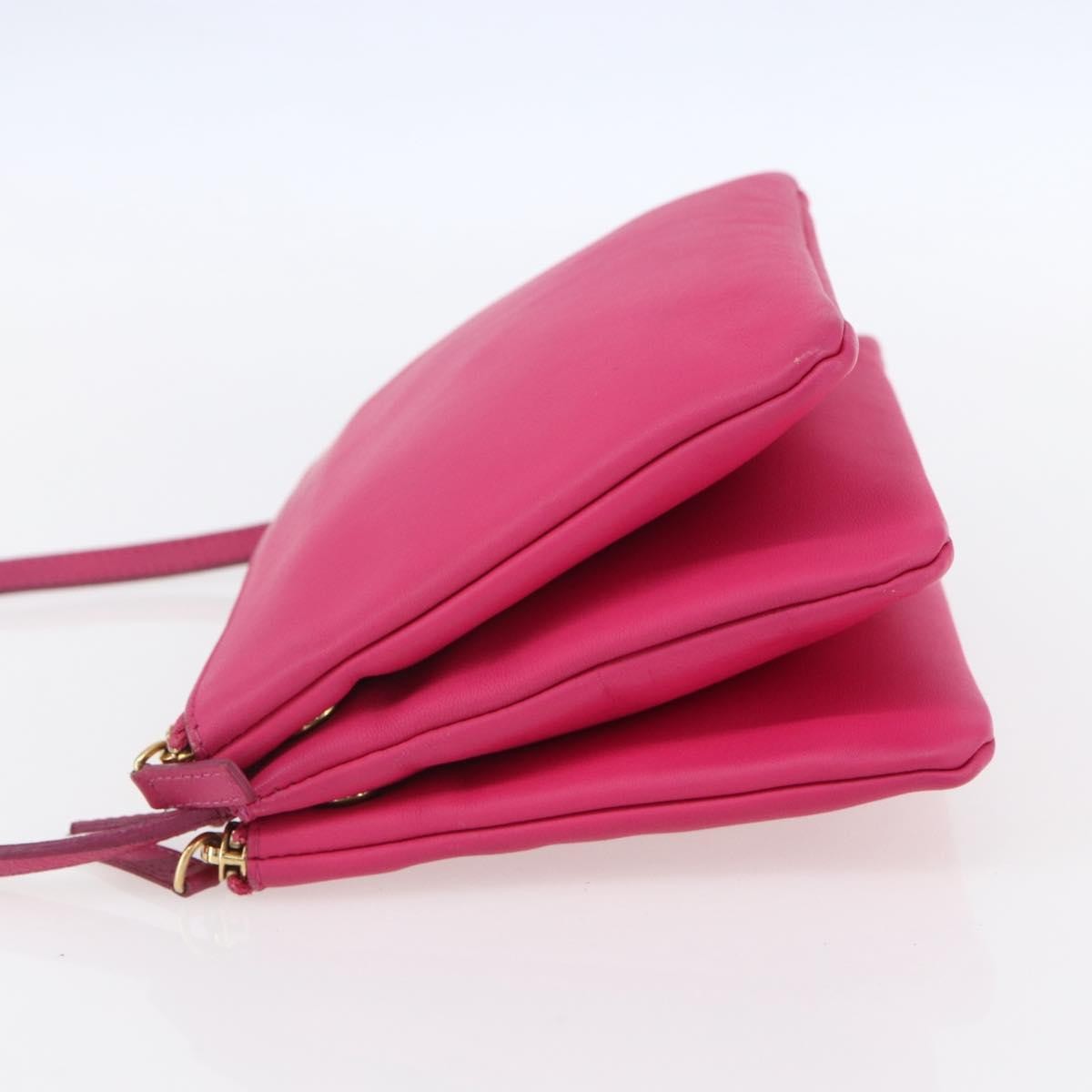 Celine Trio Crossbody Bag Leather, PINK, LEATHER, Shoulder bag