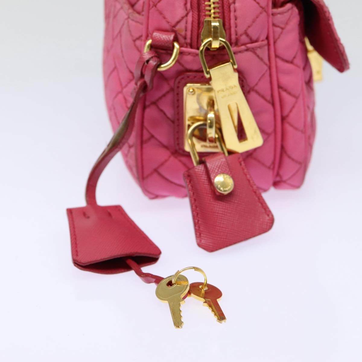 Prada Vintage Shoulder Bag Quilted Tessuto, PINK, NYLON, Shoulder bag