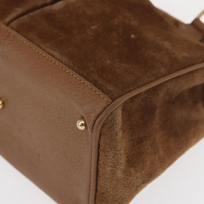 Gucci Vintage Bamboo Front Pocket Tote Suede, BROWN, SUEDE, Tote bag