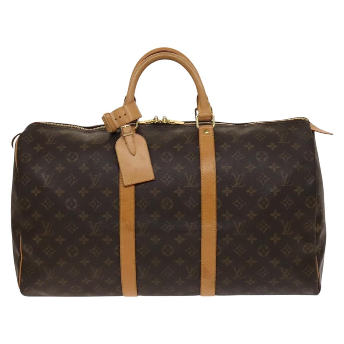 Louis Vuitton Keepall Bag Monogram Canvas, BROWN, CANVAS, Travel bag