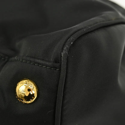 Prada Zip Convertible Shopping Tote Tessuto with Saffiano Leather, BLACK, NYLON, Tote bag