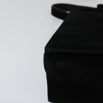 Salvatore Ferragamo Vala Shoulder Bag Suede, BLACK, SUEDE, Shoulder bag