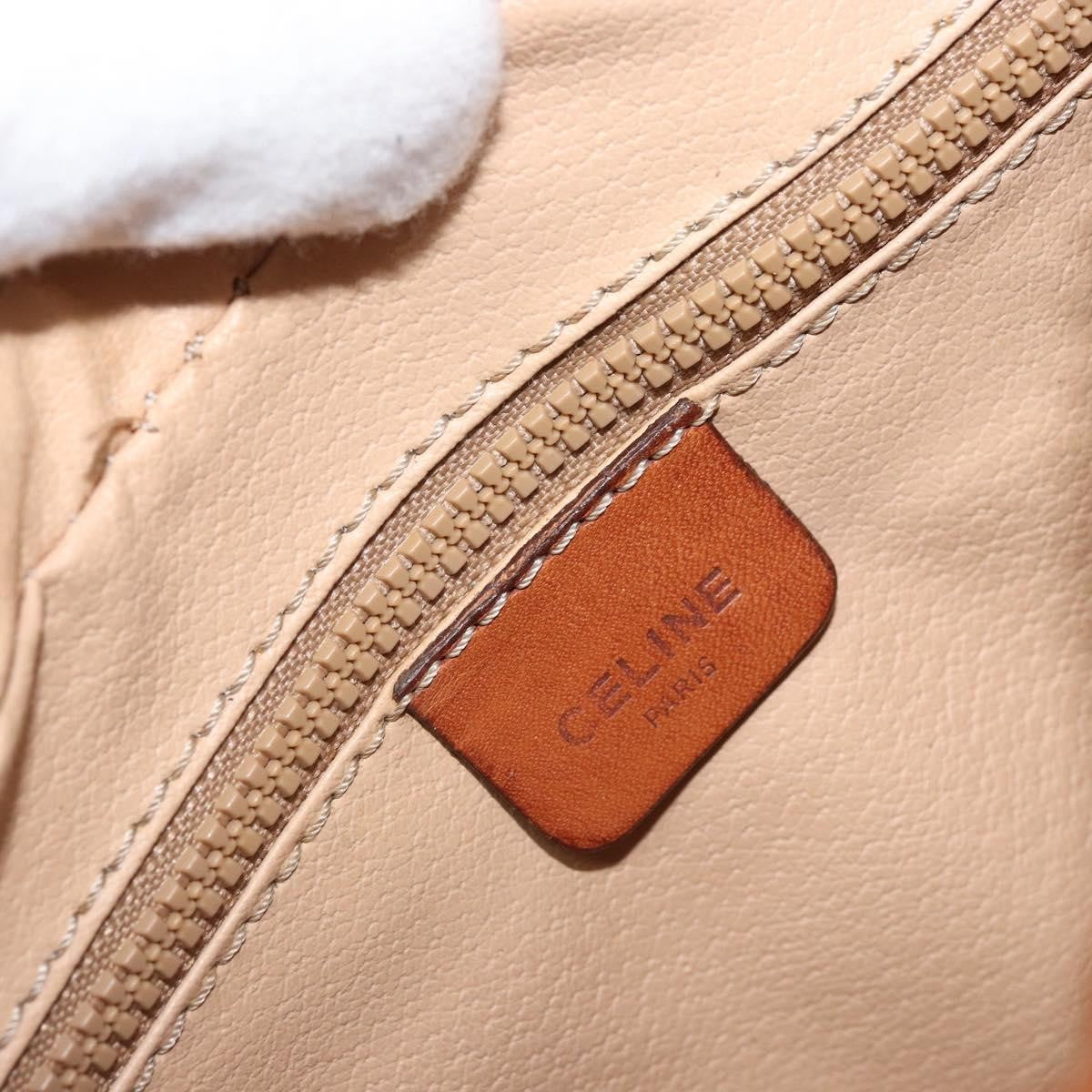 Celine Vintage Macadam Shoulder Bag Canvas and Leather, BEIGE, CANVAS, Shoulder bag