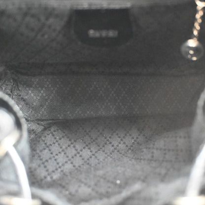 Gucci Vintage Bamboo Backpack Nylon and Patent Leather, BLACK, NYLON, Backpack