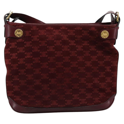 Celine Vintage Macadam Shoulder Bag Suede, RED, SUEDE, Shoulder bag