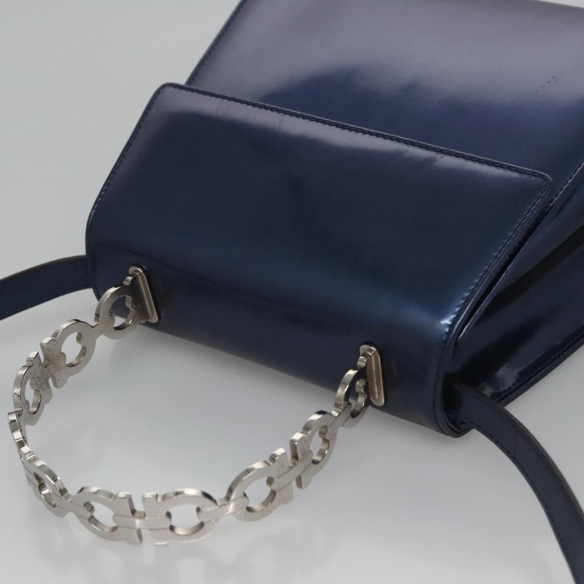 Salvatore Ferragamo Gancini handbag Patent leather, BLUE, PATENT_LEATHER, Handbag