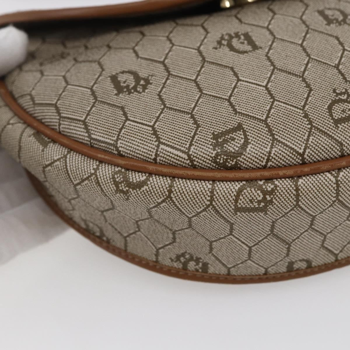 Christian Dior Vintage Honeycomb Flap Crossbody Bag Coated Canvas, BEIGE, CANVAS, Shoulder bag