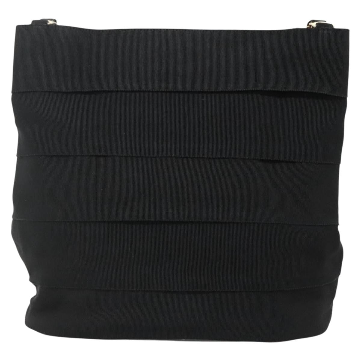 Salvatore Ferragamo Vala Shoulder Bag Canvas, BLACK, CANVAS, Shoulder bag