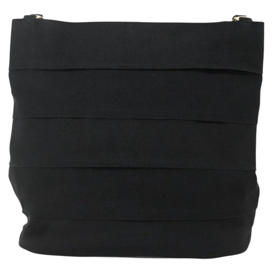 Salvatore Ferragamo Vala Shoulder Bag Canvas, BLACK, CANVAS, Shoulder bag