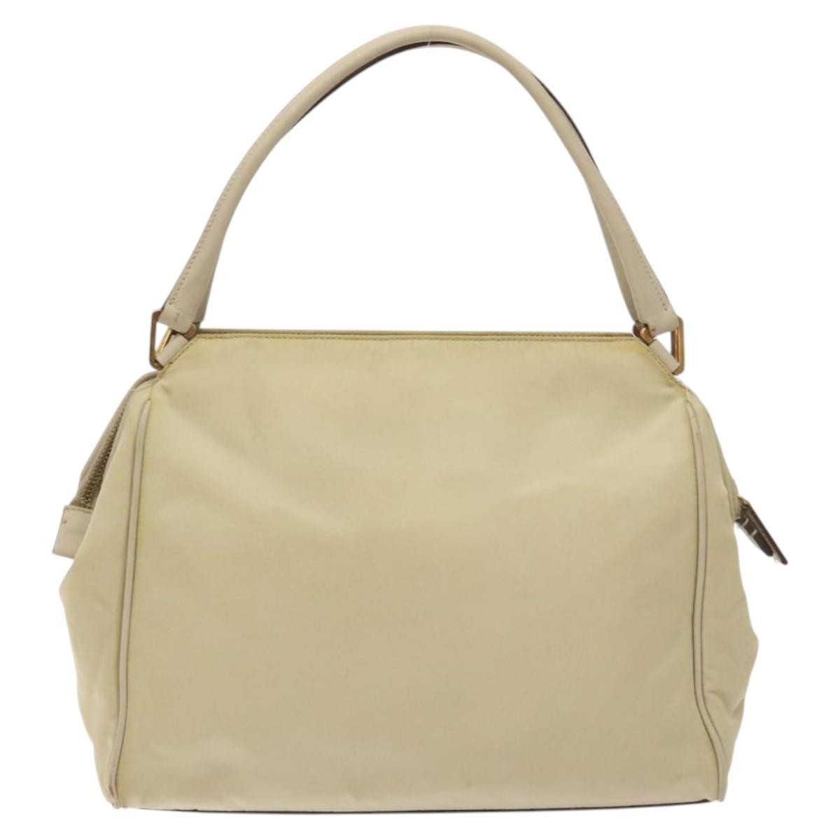Prada Vintage Zip Handbag Tessuto, BEIGE, NYLON, Handbag