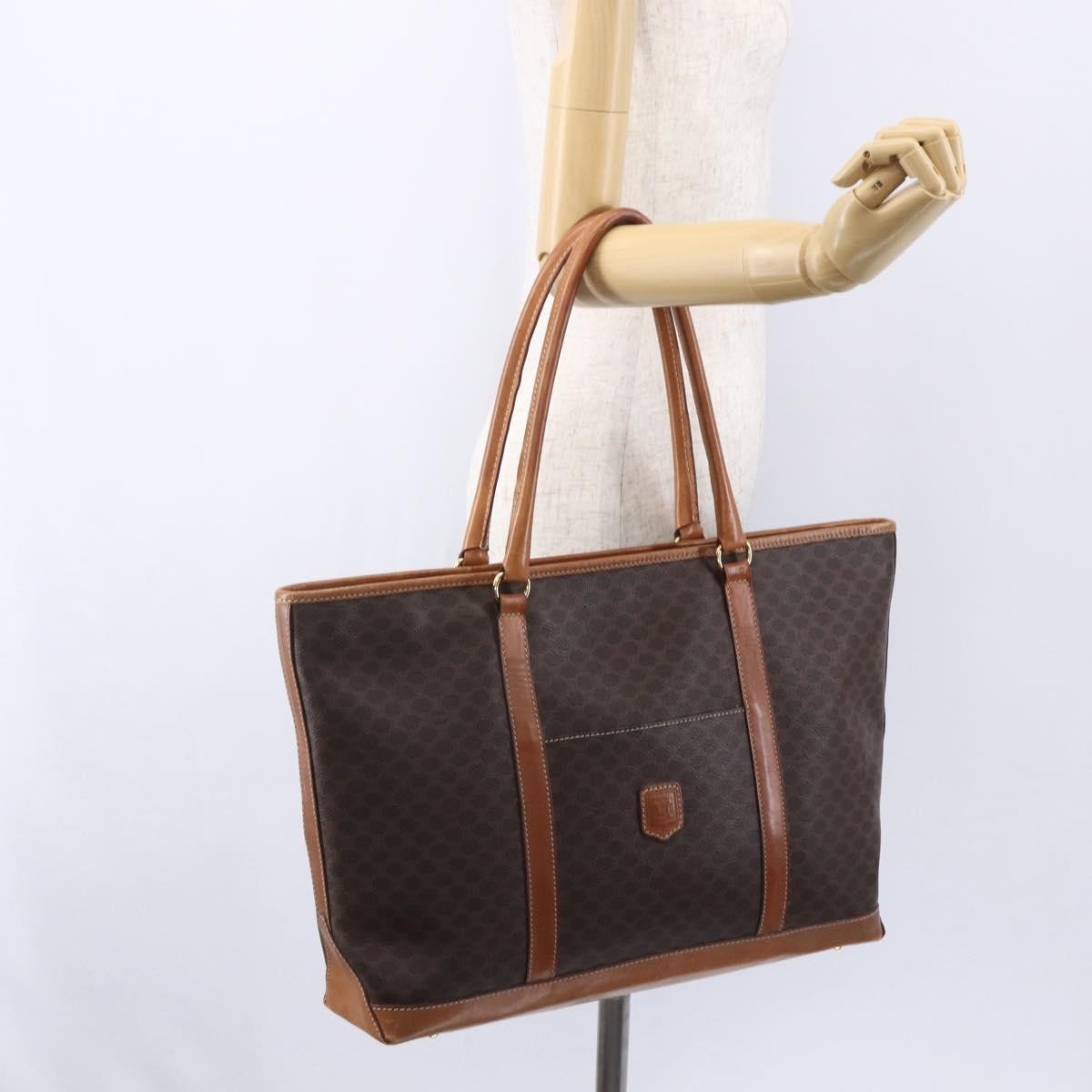 Celine Vintage Macadam Tote bag Canvas, BROWN, CANVAS, Tote bag