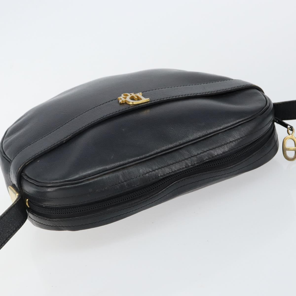 Christian Dior Vintage Shoulder Bag Leather, NAVY, LEATHER, Shoulder bag