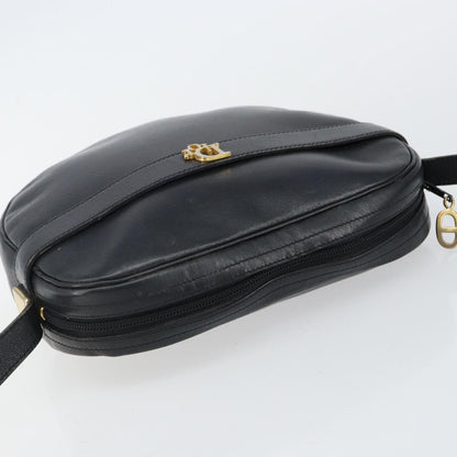 Christian Dior Vintage Shoulder Bag Leather, NAVY, LEATHER, Shoulder bag