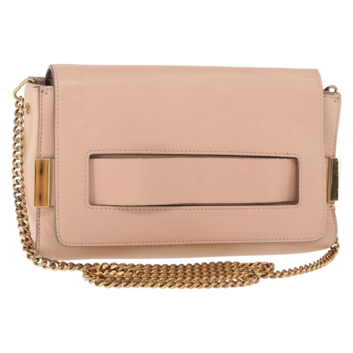 Chloe Elle Chain Clutch Leather, PINK, LEATHER, Shoulder bag