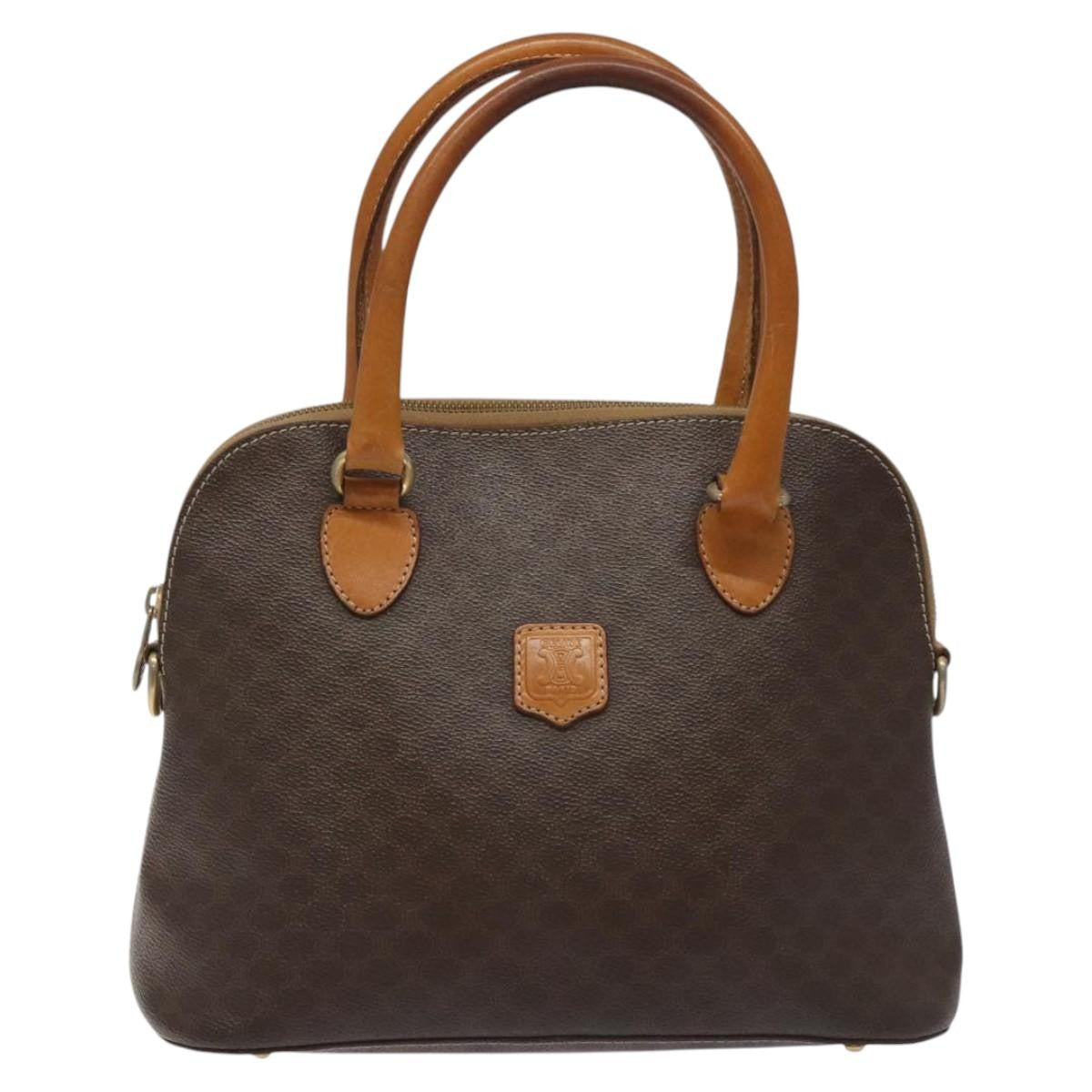 Celine Vintage Macadam Handbag Canvas, BROWN, CANVAS, Handbag