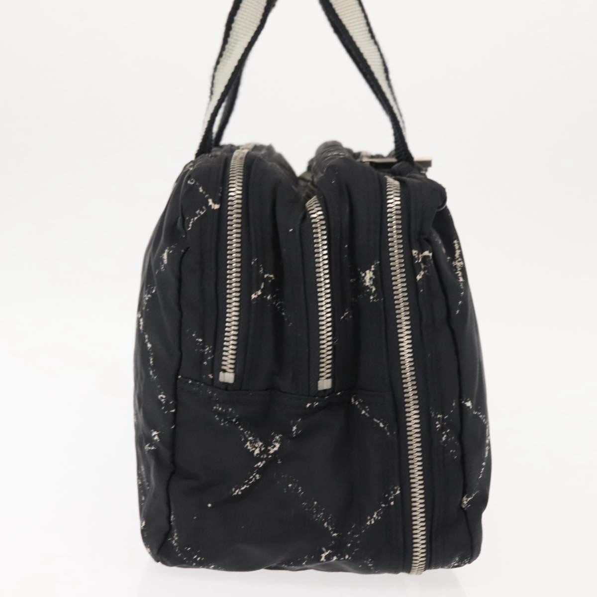 Chanel Travel Line Boston Bag Printed Nylon, BLACK, NYLON, Travel bag