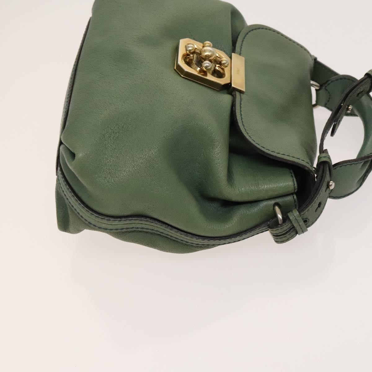 Chloe Elsie Satchel Leather, GREEN, LEATHER, Handbag