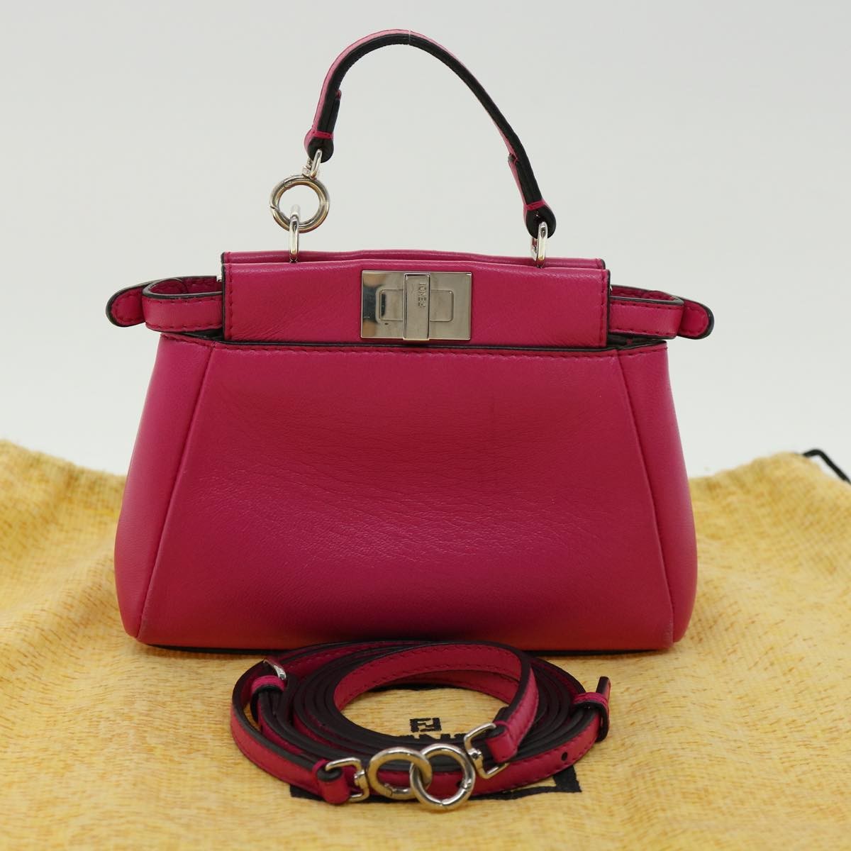 Fendi Peekaboo Bag Leather, PINK, LEATHER, Handbag