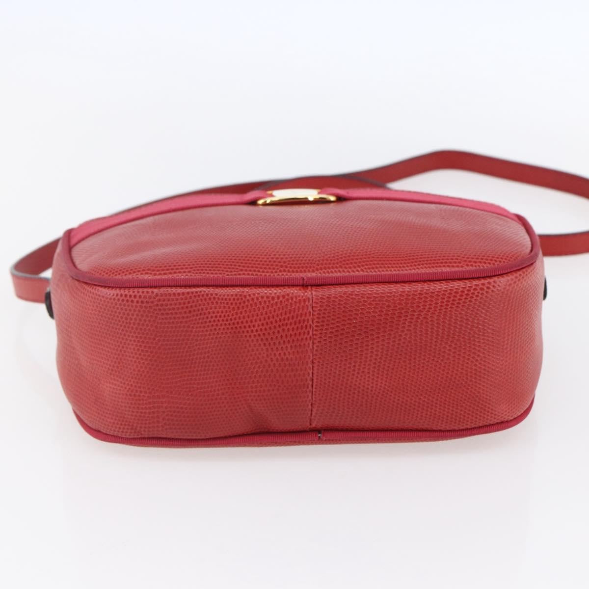 Salvatore Ferragamo Vala Shoulder Bag Embossed Leather, RED, LEATHER, Shoulder bag