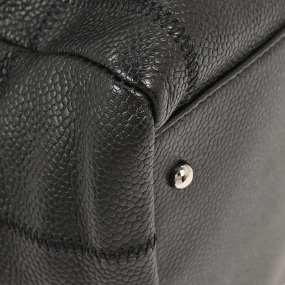 Chanel Square Stitch Shoulder Bag Quilted Caviar, BLACK, LEATHER, Shoulder bag