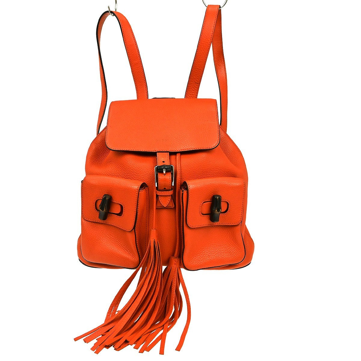 Gucci Bamboo Tassel Backpack Leather, ORANGE, LEATHER, Backpack