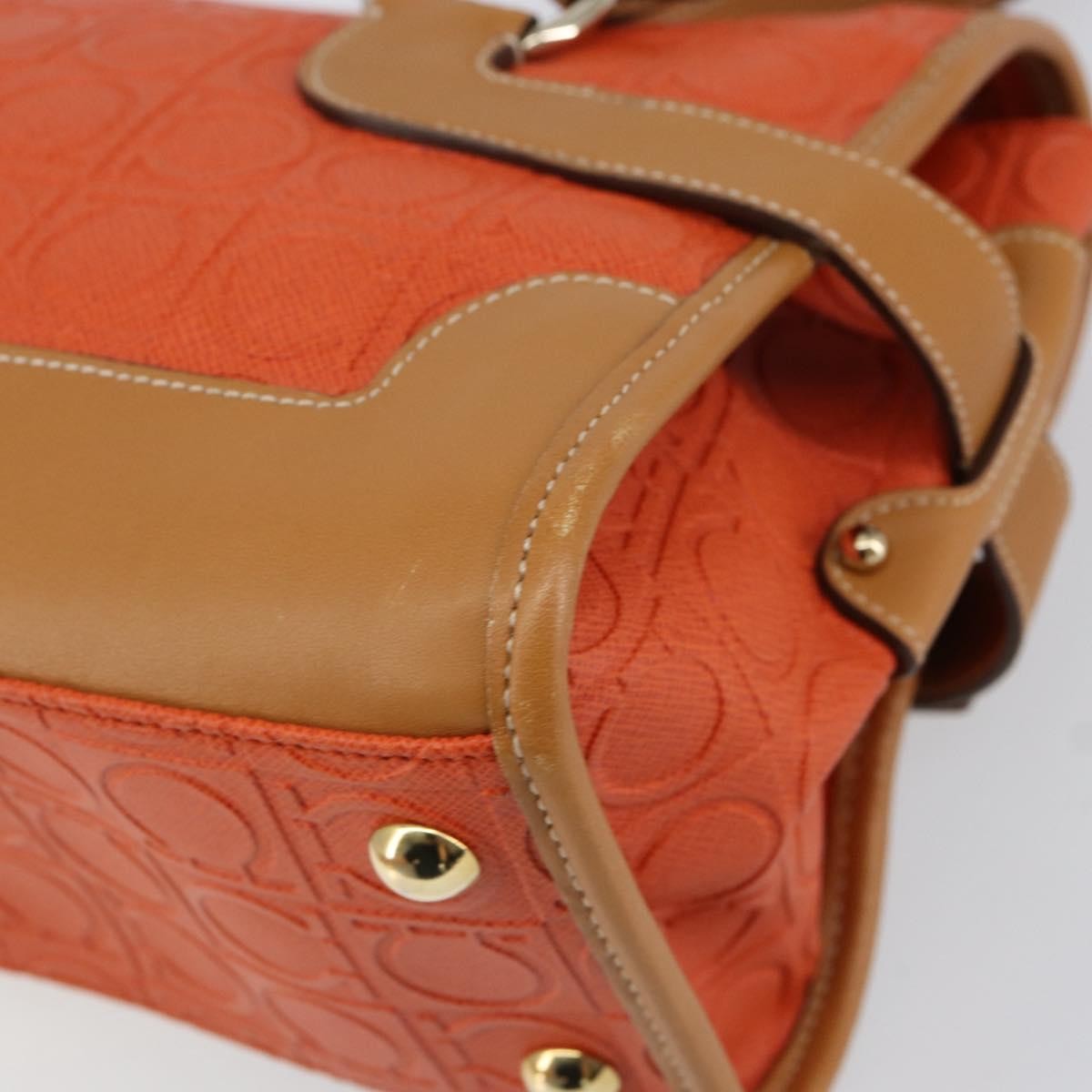 Salvatore Ferragamo Gancini Shoulder Bag Canvas, ORANGE, PVC, Shoulder bag