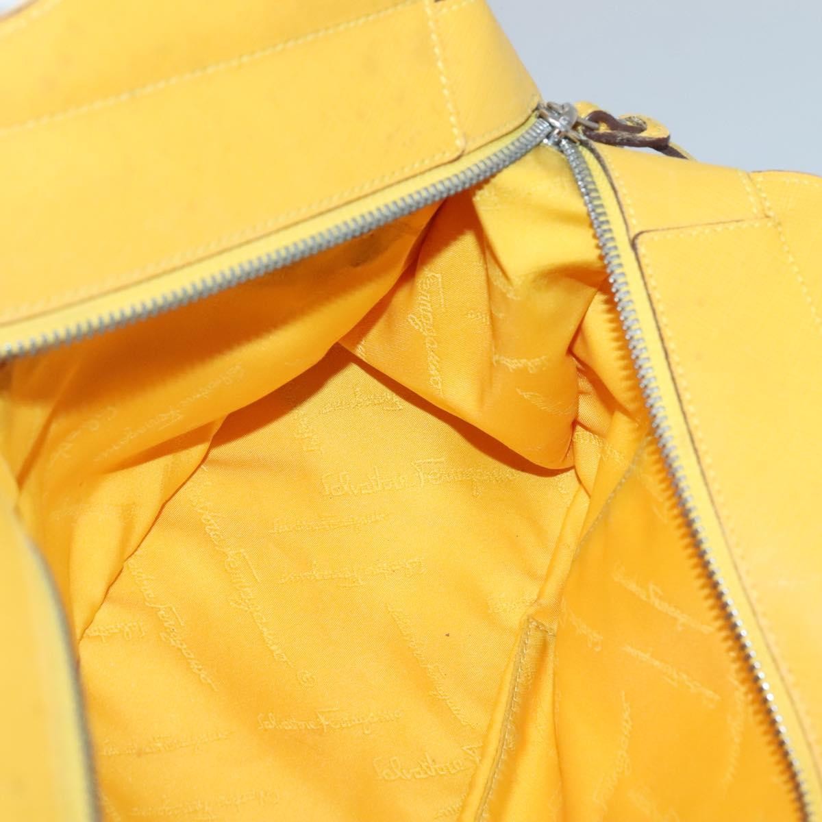 Salvatore Ferragamo Gancini handbag Canvas and Leather, YELLOW, CANVAS, Handbag