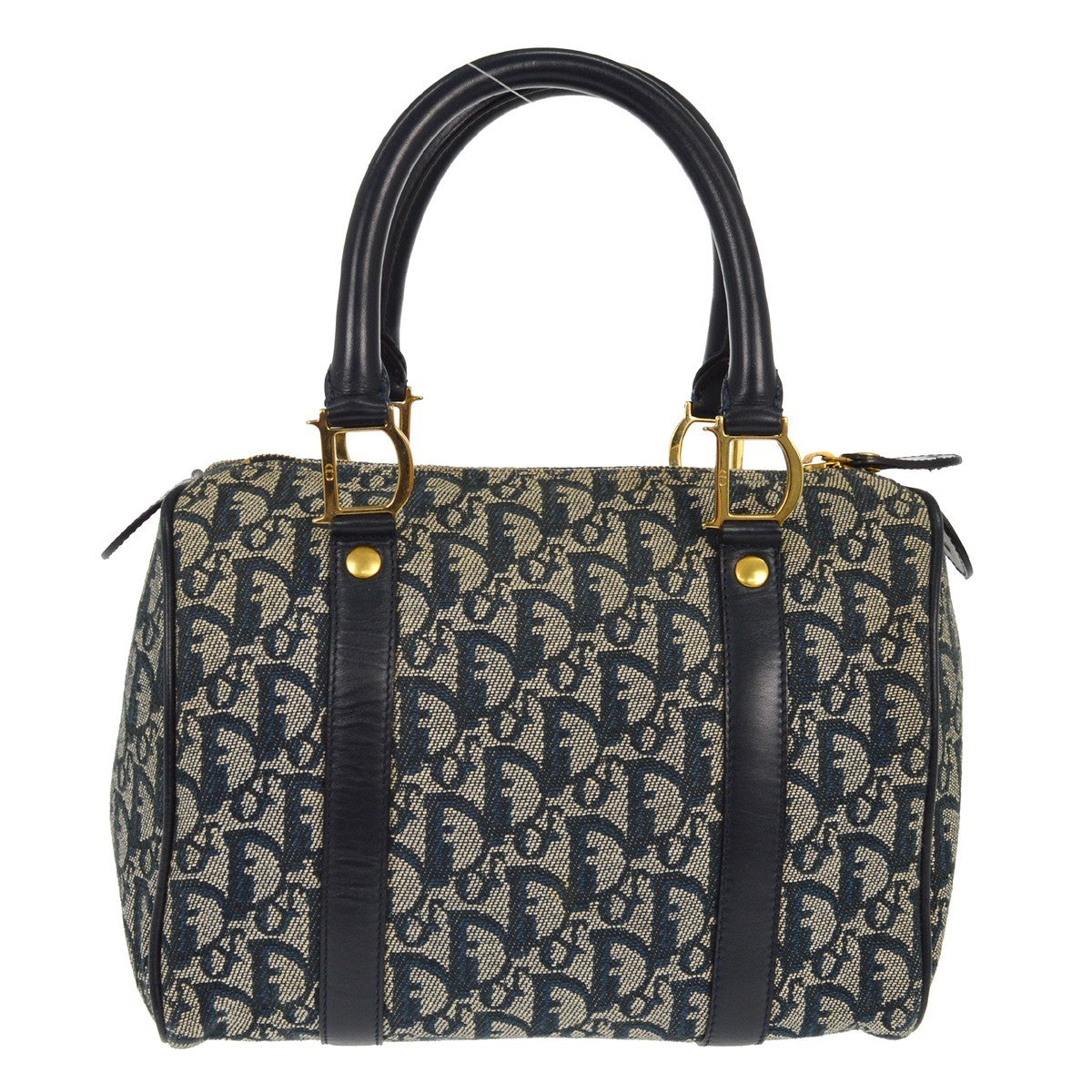 Christian Dior Vintage Trotter Handbag Canvas, NAVY, CANVAS, Handbag