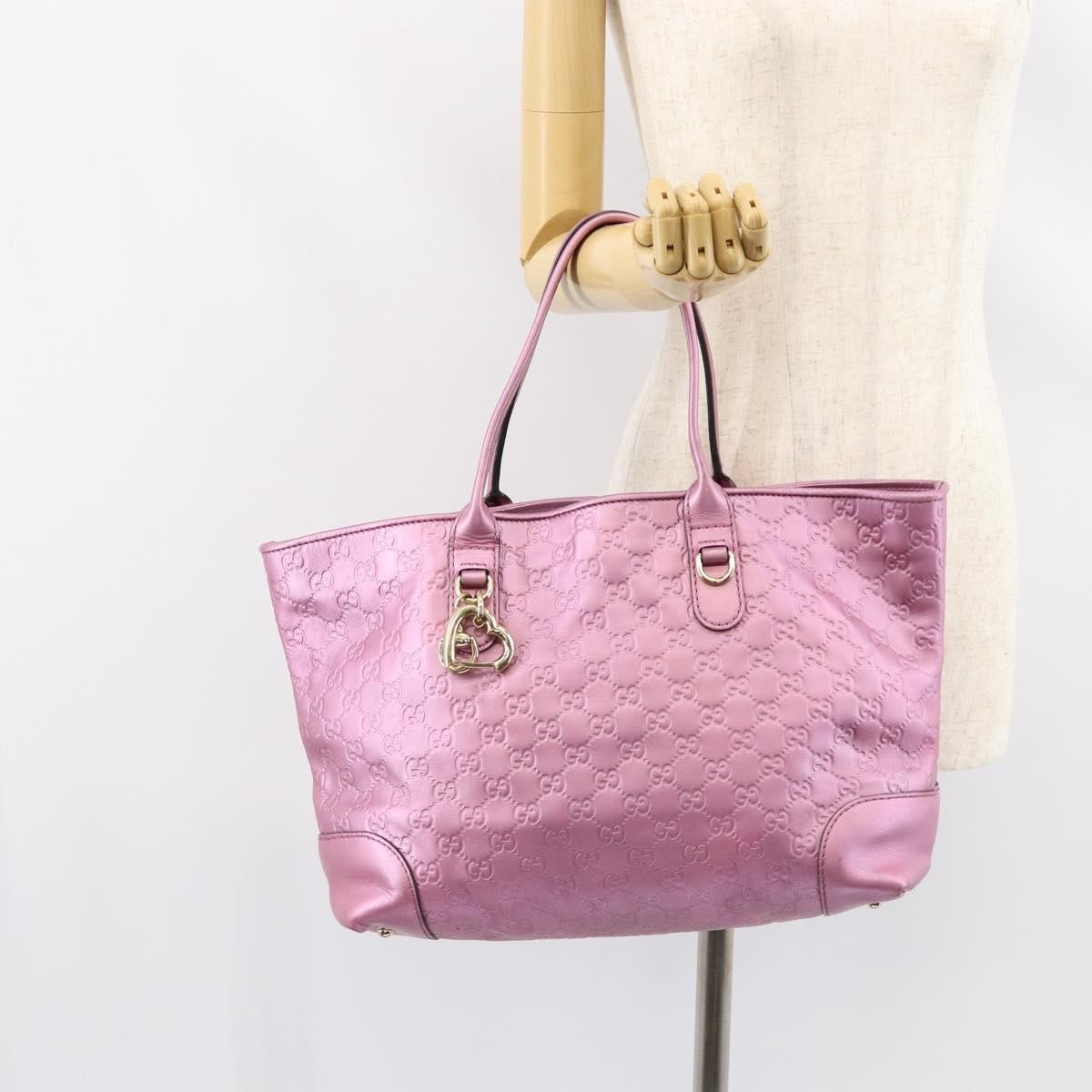 Gucci Heart Bit Open Tote Guccissima Leather, PINK, LEATHER, Tote bag
