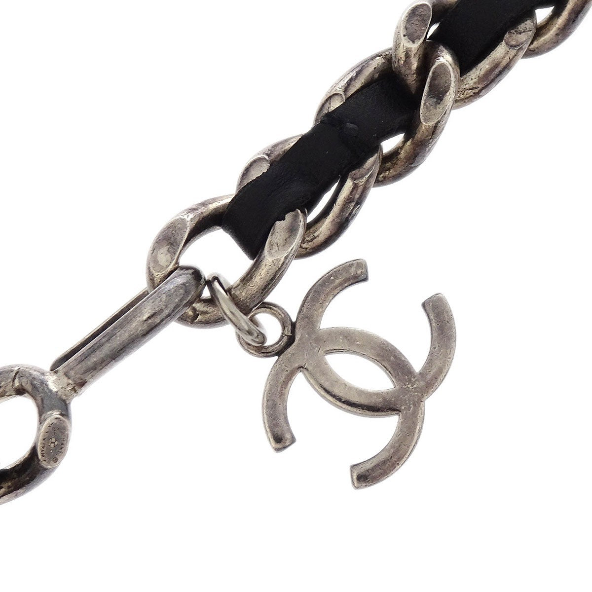 Chanel Vintage CC Chain Belt Metal and Leather, BLACK, LEATHER, Belts
