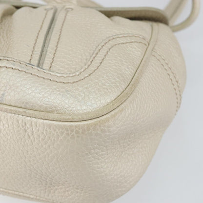 Celine Vintage Buckle Shoulder Bag Leather, WHITE, LEATHER, Shoulder bag