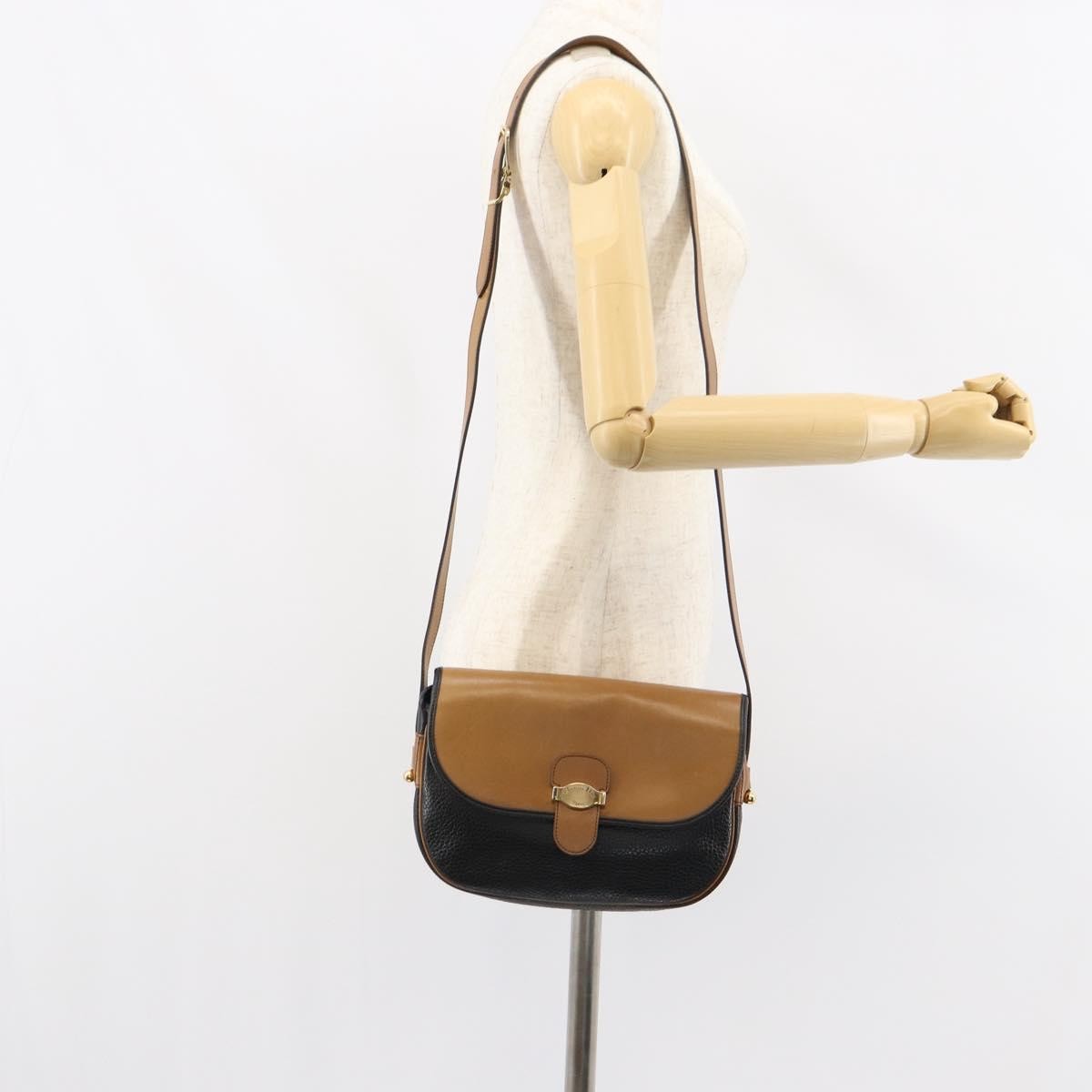 Christian Dior Flap Shoulder Bag Leather, BLACK, LEATHER, Shoulder bag