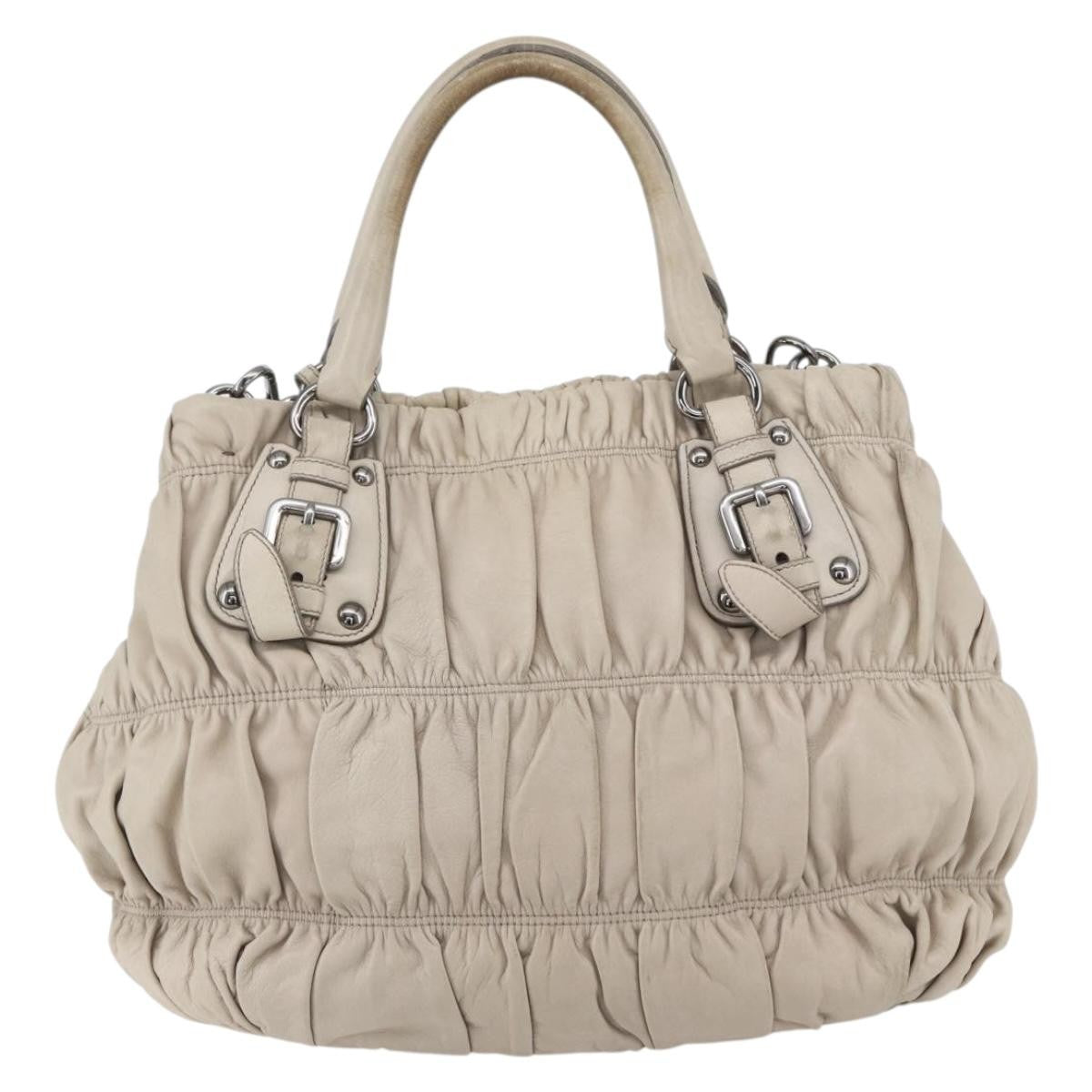 Prada Gaufre Convertible Tote Nappa Leather, BEIGE, LEATHER, Handbag