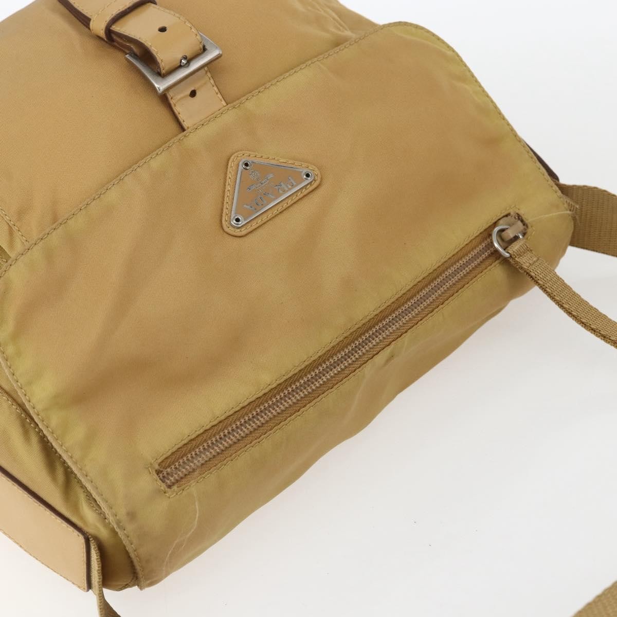 Prada Buckle Messenger Bag Tessuto, BEIGE, NYLON, Shoulder bag