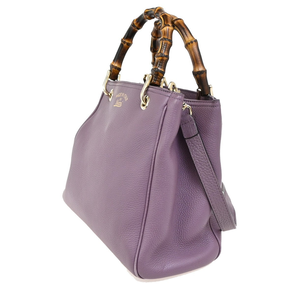 Gucci Bamboo Shopper Tote Leather, PURPLE, LEATHER, Tote bag