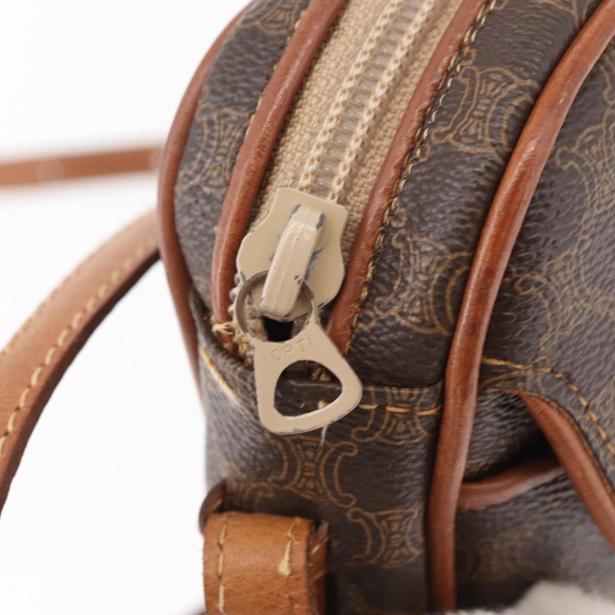 Celine Vintage Macadam Shoulder Bag Canvas, Brown, PVC, Shoulder Bag