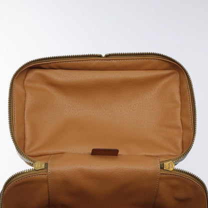 Celine Vintage Double Zip Vanity Case Macadam Coated Canvas, BROWN, CANVAS, Toiletry Case