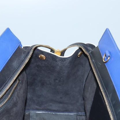 Saint Laurent Rive Gauche Cabas Leather, BLUE, LEATHER, Handbag