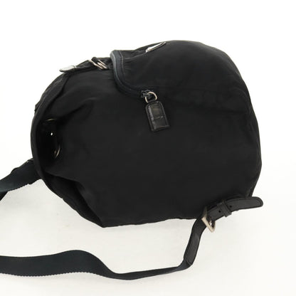Prada Front Pocket Buckle Backpack Nylon, BLACK, NYLON, Backpack