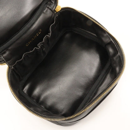 Chanel Vintage Cosmetic Case Lambskin, BLACK, LEATHER, Clutche & pouche