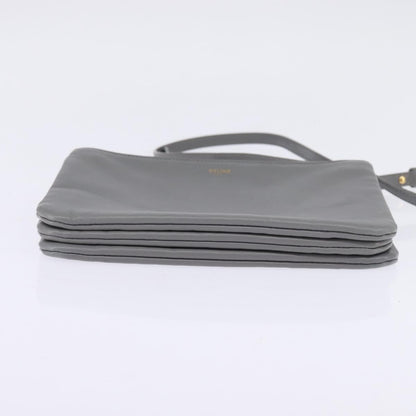 Celine Trio Crossbody Bag Leather, GRAY, LEATHER, Crossbody bag