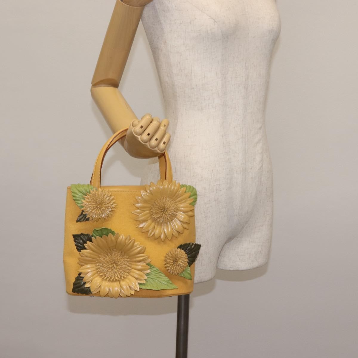 Salvatore Ferragamo Flower tote Canvas, YELLOW, CANVAS, Tote bag