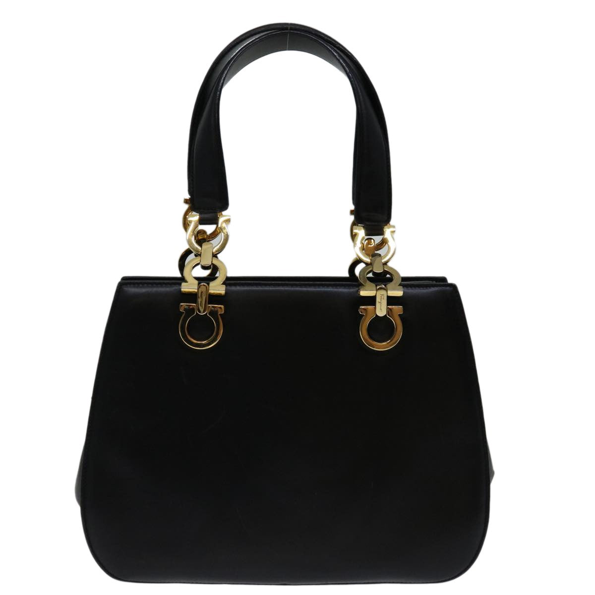 Salvatore Ferragamo Gancini handbag Leather, BLACK, LEATHER, Handbag