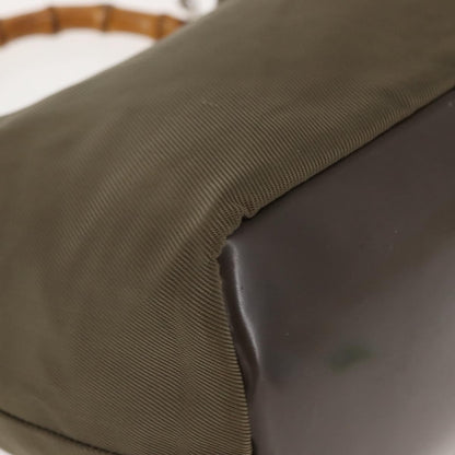 Gucci Vintage Bamboo Handle Bag Nylon, KHAKI, NYLON, Handbag