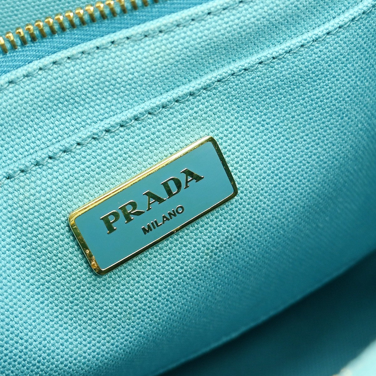Prada Canapa Tote Rhinestone Embellished Canvas, BLUE, CANVAS, Tote bag