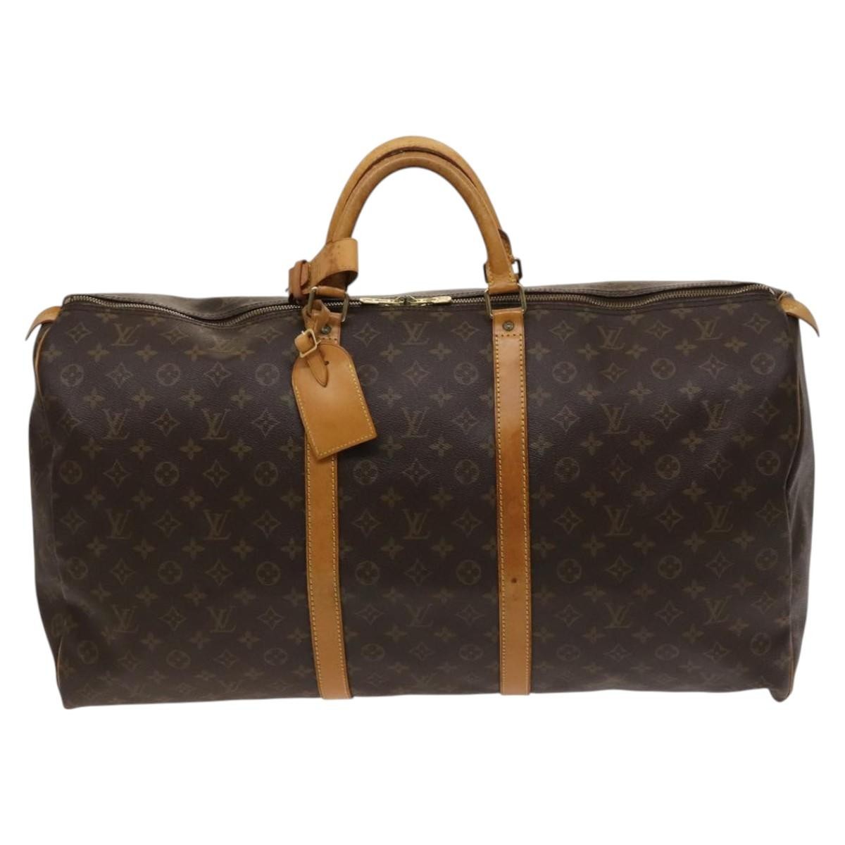 Louis Vuitton Keepall Bag Monogram Canvas, BROWN, CANVAS, Travel bag