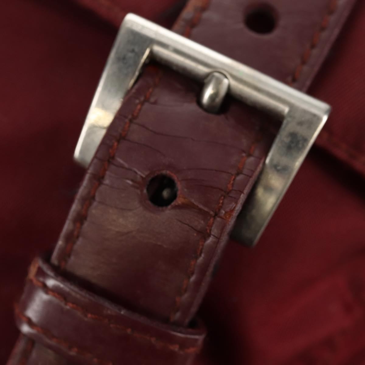 Prada Double Buckle Flap Messenger Bag Tessuto, BURGUNDY, NYLON, Shoulder bag