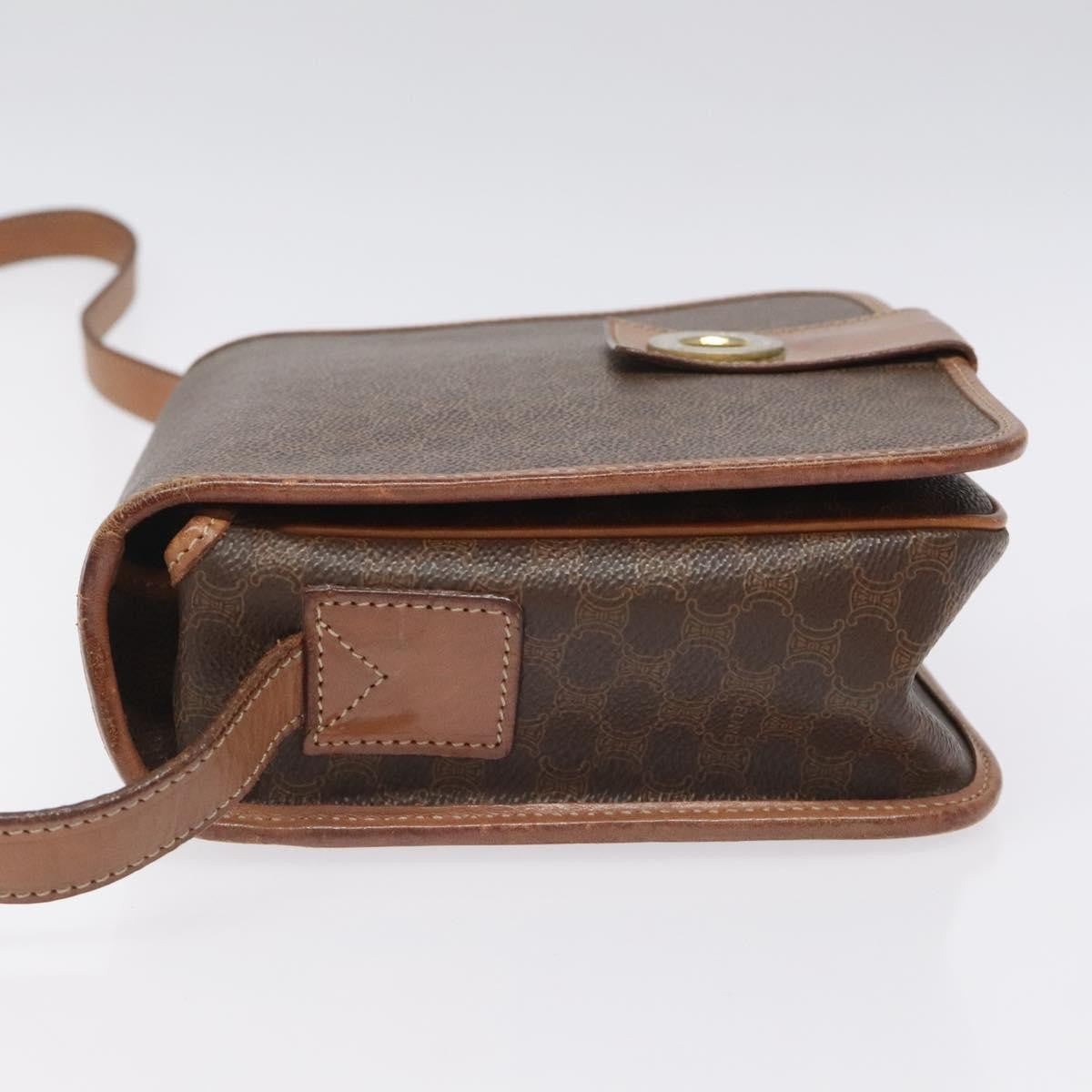 Celine Macadam Shoulder Bag PVC Leather, BROWN, CANVAS, Shoulder bag