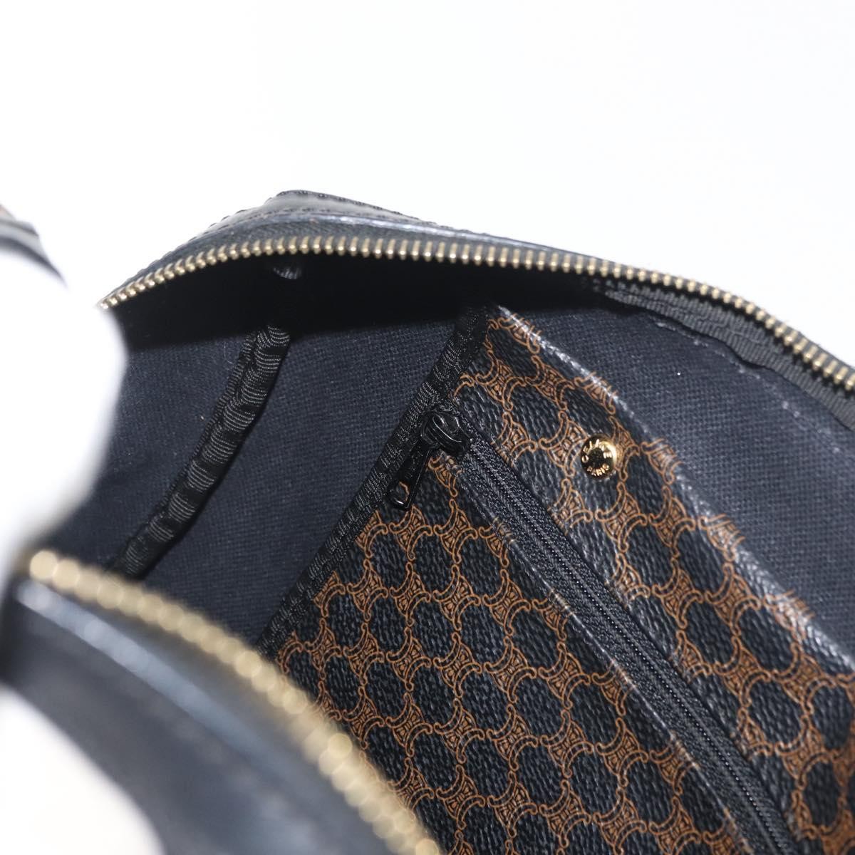 Celine Vintage Duffle Bag Macadam Coated Canvas, Black, Canvas, Handbag