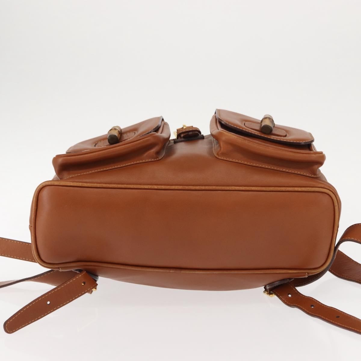 Gucci Vintage Bamboo Backpack Leather, BROWN, LEATHER, Backpack